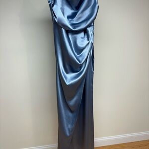 Elegant Satin Dress in dusty Blue